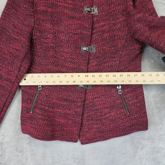 Cop Copine Jacket Womens Size 40 Red Wool Blend Rosaura Toggle Zip Pockets - Picture 6 of 13